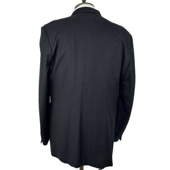 Lubiam 1911 Black Double Breasted Merino Wool Blazer Jacket Tessuto Zignone 44R - Picture 2 of 9